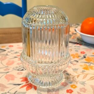 Vintage Homco Tea Light Clear Ribbed 2 Pc